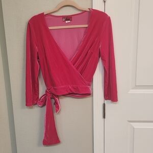 Hot pink cropped wrap top Micheline Pitt Vixen clothing size M medium sold out💕